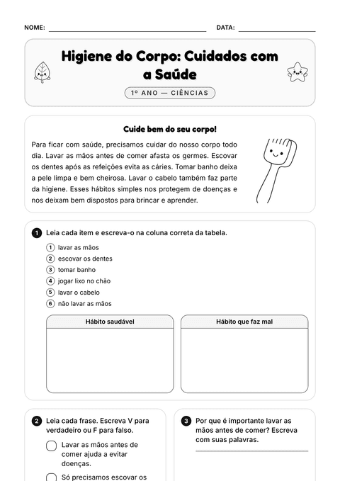Prévia da atividade: Hábitos de higiene do corpo