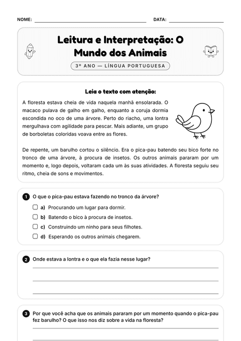 Prévia da atividade: Interpretação de texto com perguntas