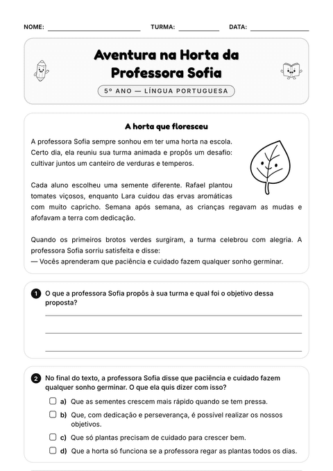 Prévia da atividade: Interpretação, ortografia e classes de palavras