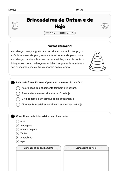 Prévia da atividade: Brincadeiras de hoje e de antes