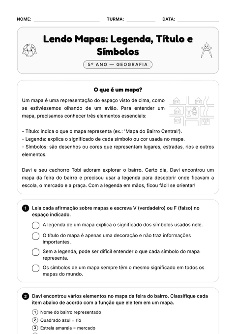 Prévia da atividade: Lendo mapas e legendas
