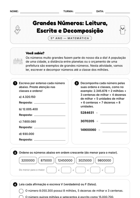 Prévia da atividade: Lendo números gigantes