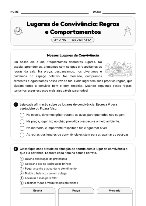 Prévia da atividade: Lugares de convivência