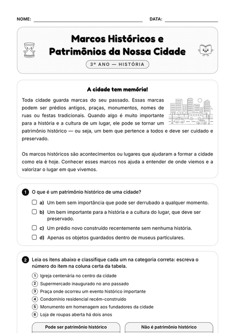 Prévia da atividade: Marcos históricos da cidade