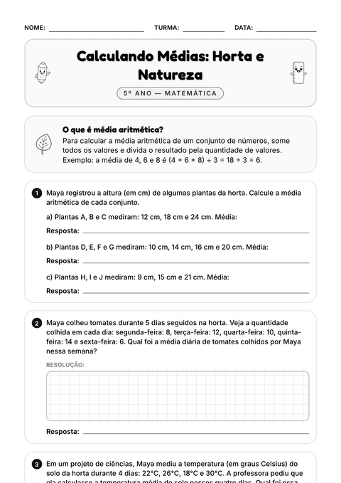 Prévia da atividade: Média aritmética simples