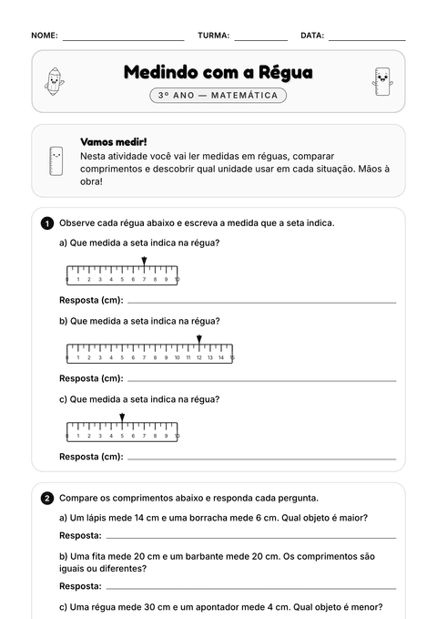 Prévia da atividade: Medindo com a régua