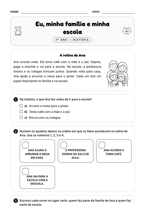 Prévia da atividade: Meus papéis em casa e na escola