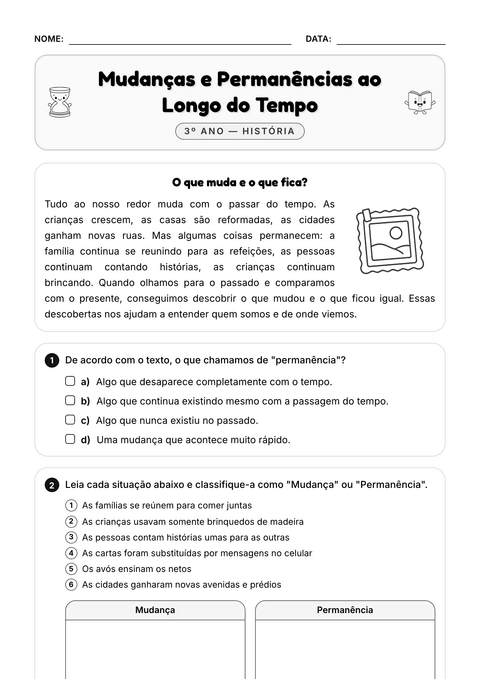 Prévia da atividade: Mudanças e permanências no tempo