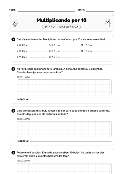 Prévia da atividade: Multiplicação por 10
