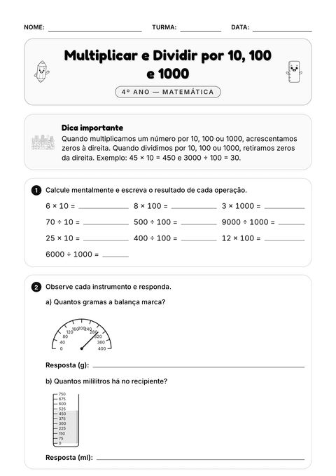 Prévia da atividade: O truque do 10, 100 e 1000