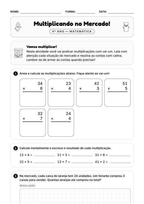 Prévia da atividade: Multiplicação armada