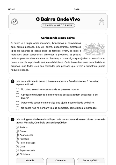 Prévia da atividade: O bairro onde eu vivo