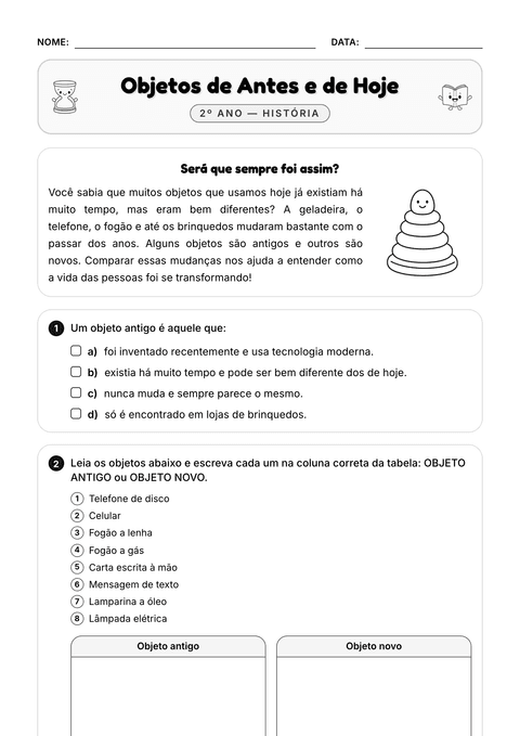 Prévia da atividade: Objetos antigos e novos