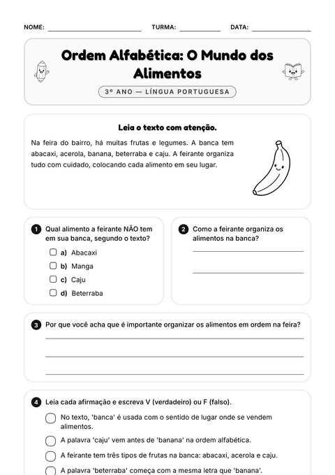 Prévia da atividade: Ordem alfabética