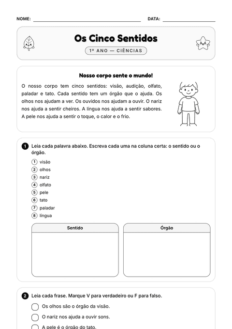 Prévia da atividade: Os cinco sentidos