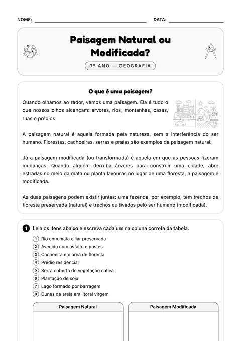 Prévia da atividade: Paisagem natural e modificada