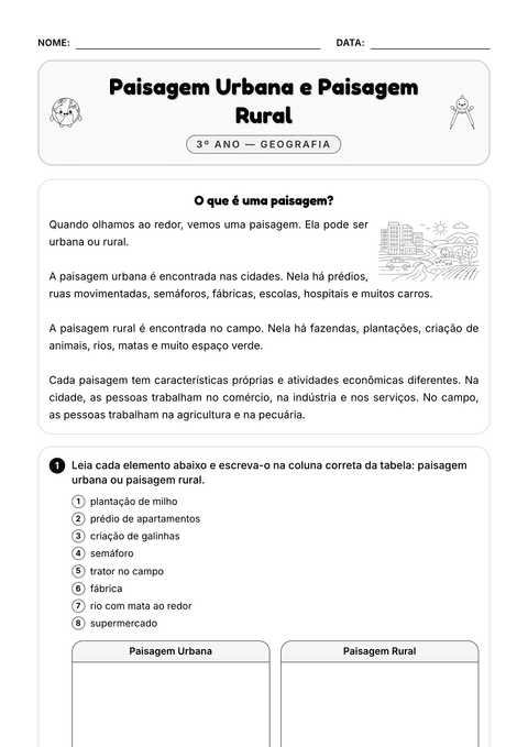 Prévia da atividade: Paisagem urbana e rural