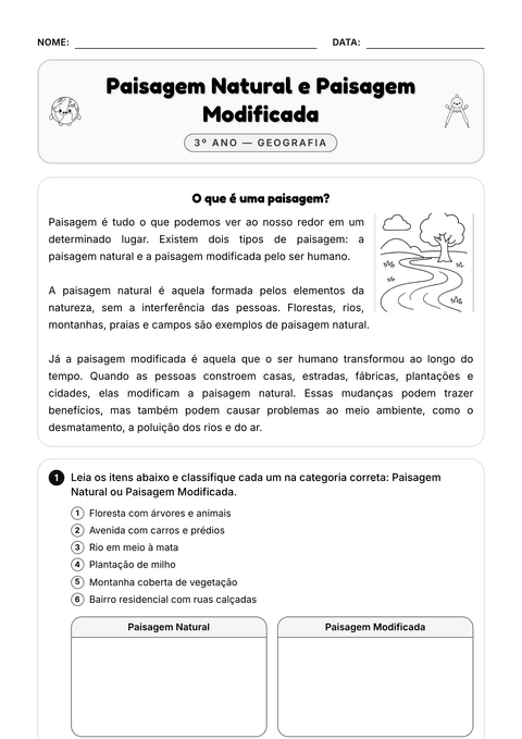 Prévia da atividade: Paisagem natural e modificada