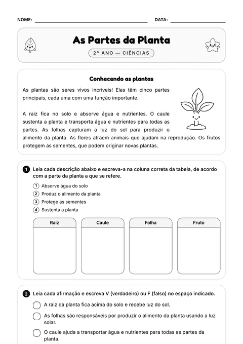 Prévia da atividade: As partes da planta