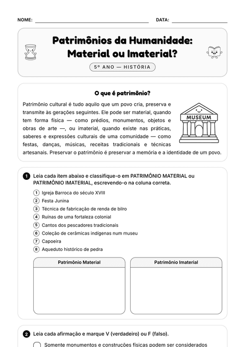 Prévia da atividade: Patrimônio cultural material e imaterial