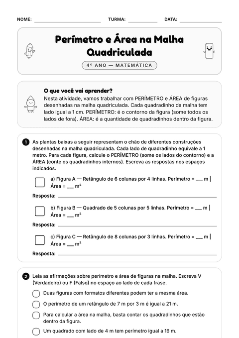 Prévia da atividade: Desafio: contorno e quadradinhos