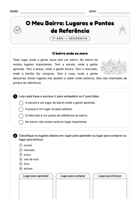 Prévia da atividade: Pontos de referência do bairro
