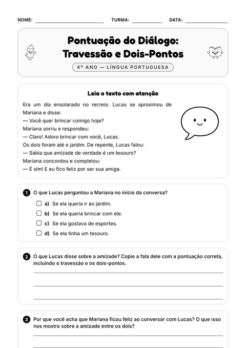 Prévia da atividade: Pontuar o diálogo