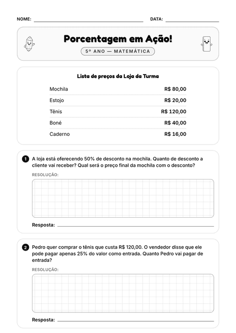 Prévia da atividade: Porcentagem simples no dia a dia