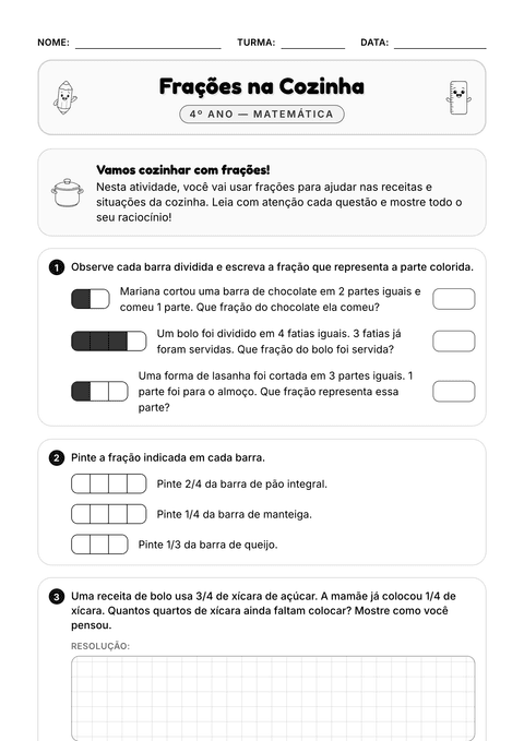 Prévia da atividade: Problemas com frações