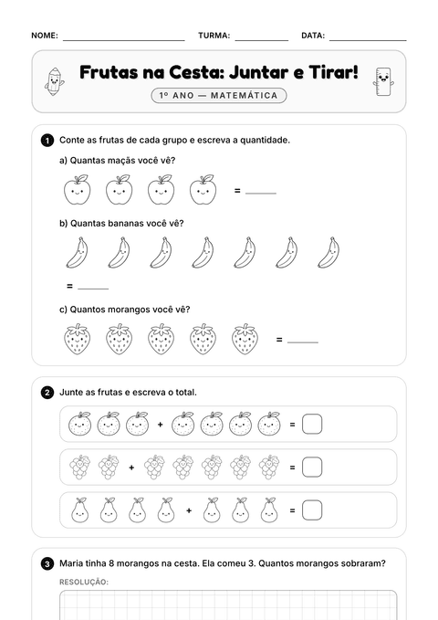 Prévia da atividade: Problemas de juntar e tirar