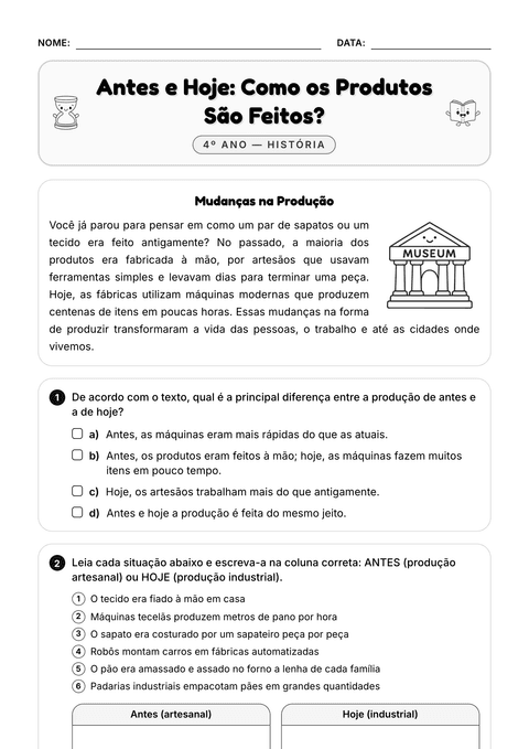 Prévia da atividade: Como se produzia antes e hoje