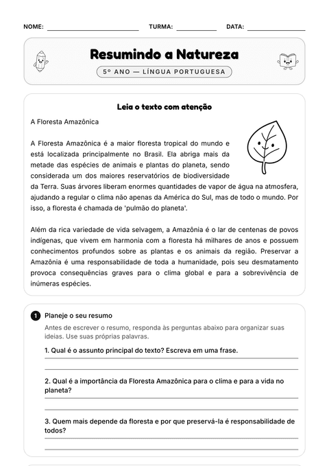 Prévia da atividade: Resumir em três frases