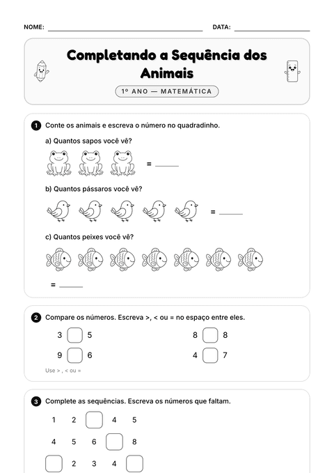 Prévia da atividade: Completar a sequência até 10