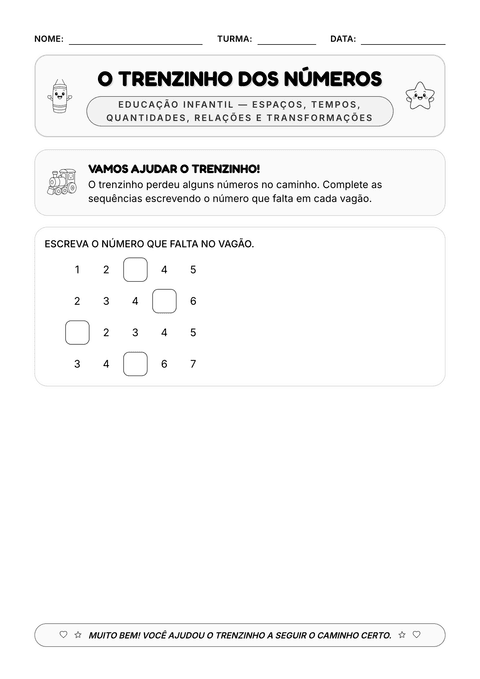 Prévia da atividade: A sequência do trenzinho