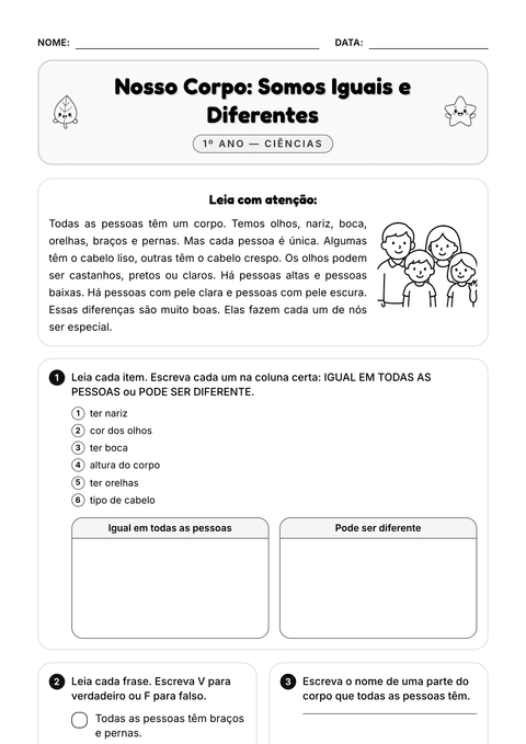 Prévia da atividade: Somos iguais e diferentes
