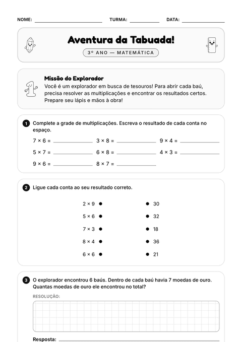 Prévia da atividade: Tabuada misturada