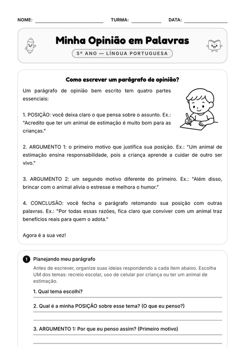 Prévia da atividade: Desafio: minha opinião por escrito