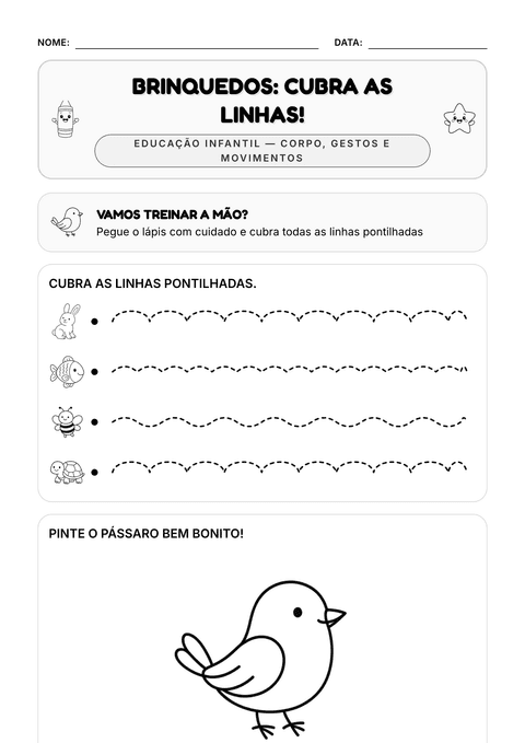 Prévia da atividade: Traçado: caminho dos brinquedos