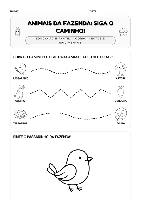 Prévia da atividade: Traçado: animais da fazenda
