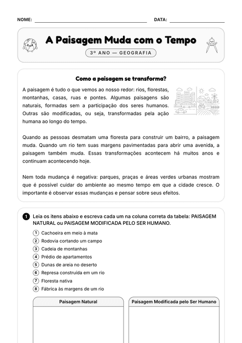 Prévia da atividade: Transformações da paisagem