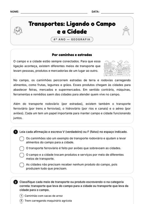 Prévia da atividade: Transporte entre campo e cidade